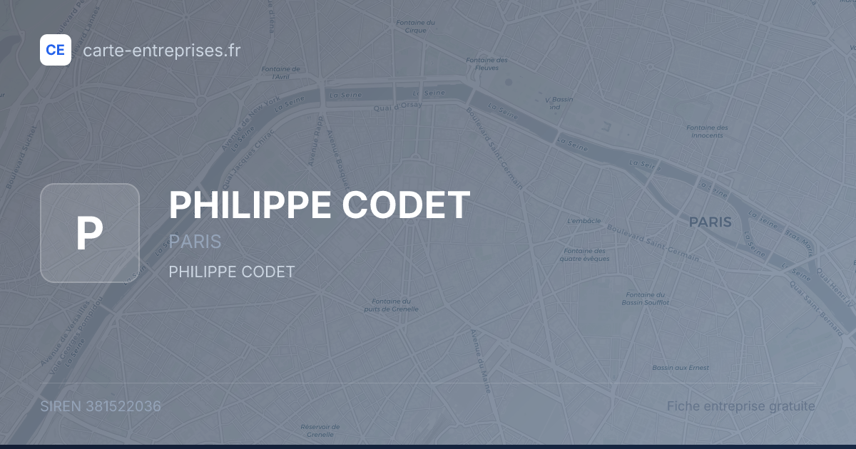 PHILIPPE CODET — 381522036 — fiche entreprise