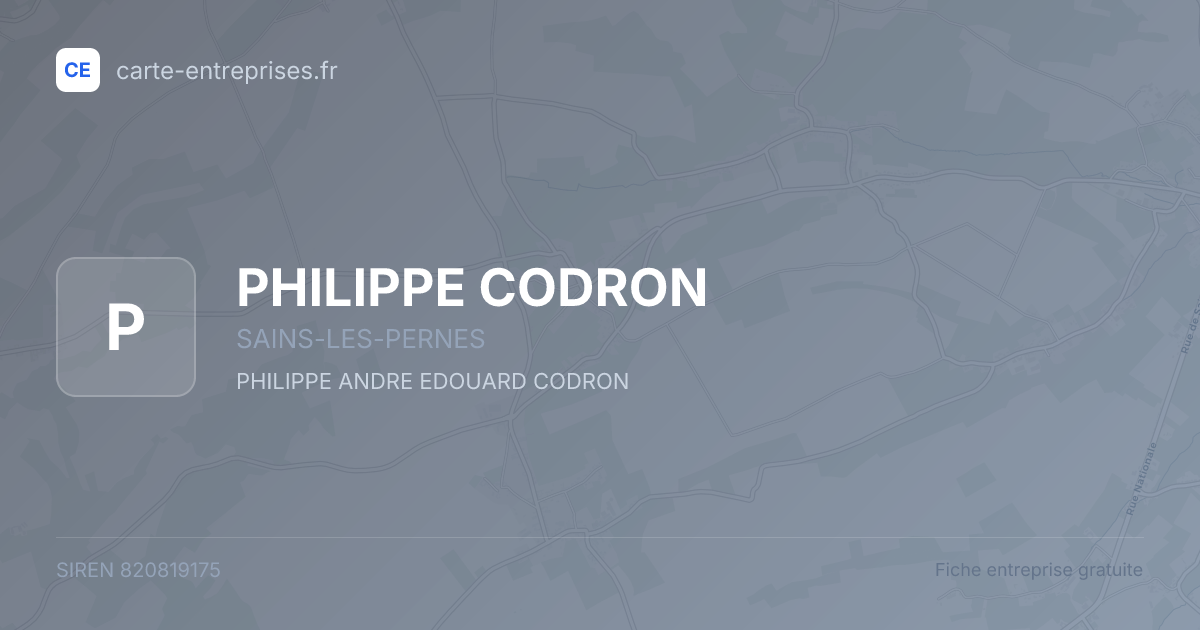 PHILIPPE CODRON — 820819175 — fiche entreprise