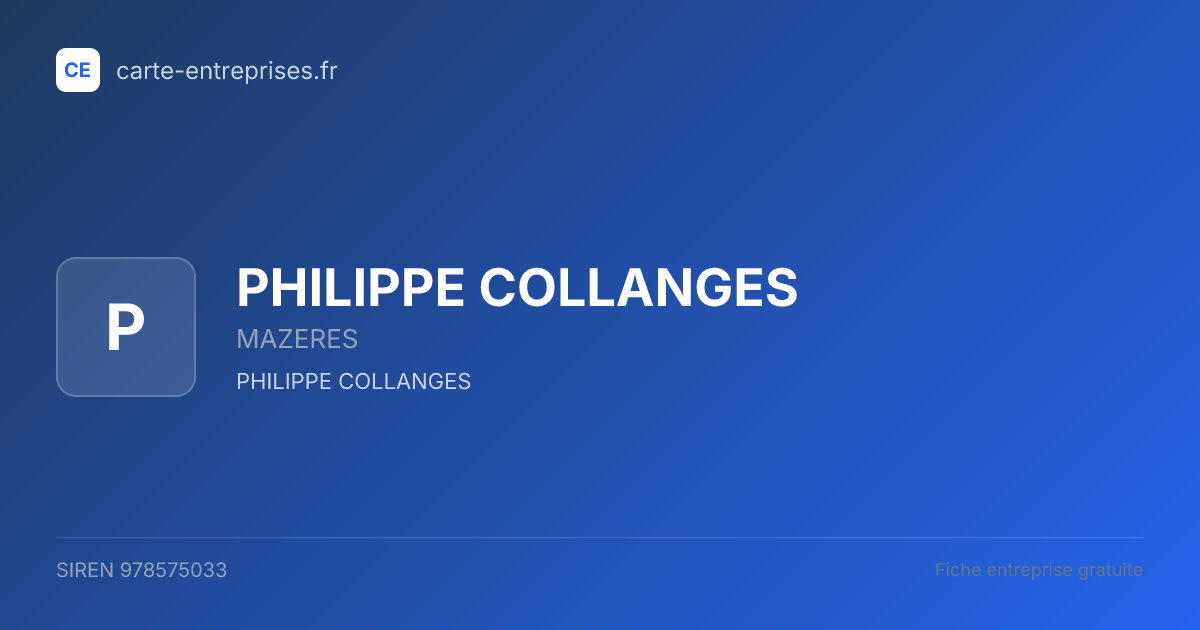 PHILIPPE COLLANGES — 978575033 — fiche entreprise