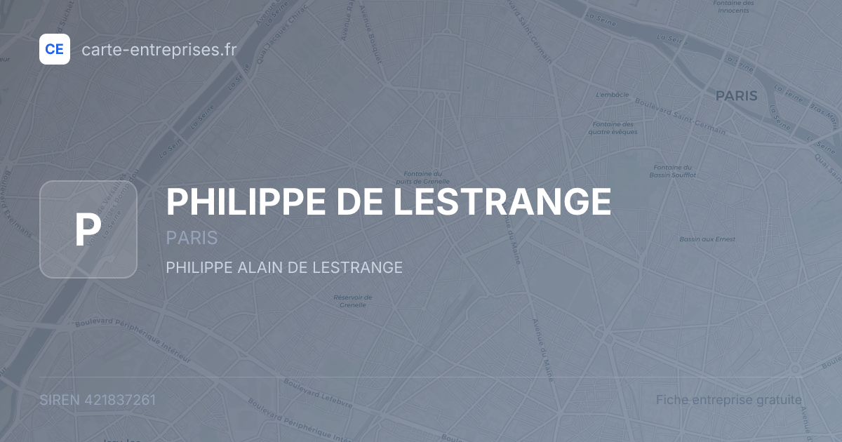 PHILIPPE DE LESTRANGE — 421837261 — fiche entreprise