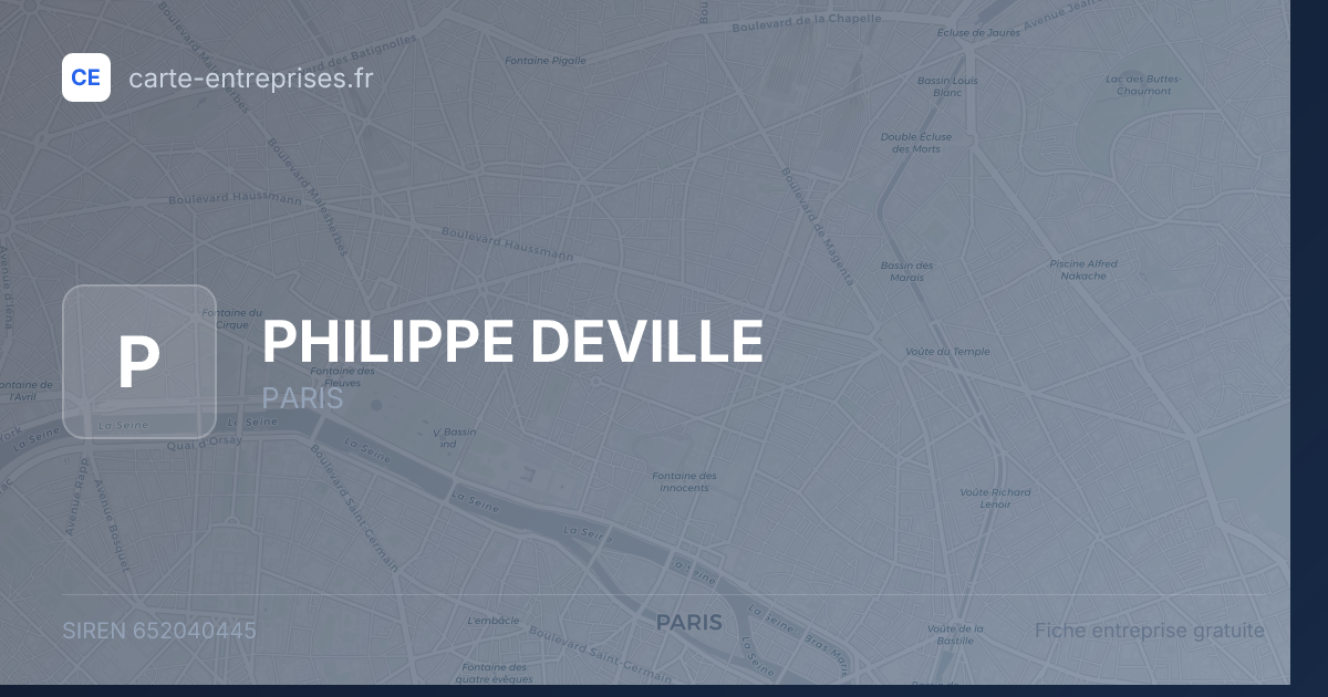 PHILIPPE DEVILLE — 652040445 — fiche entreprise
