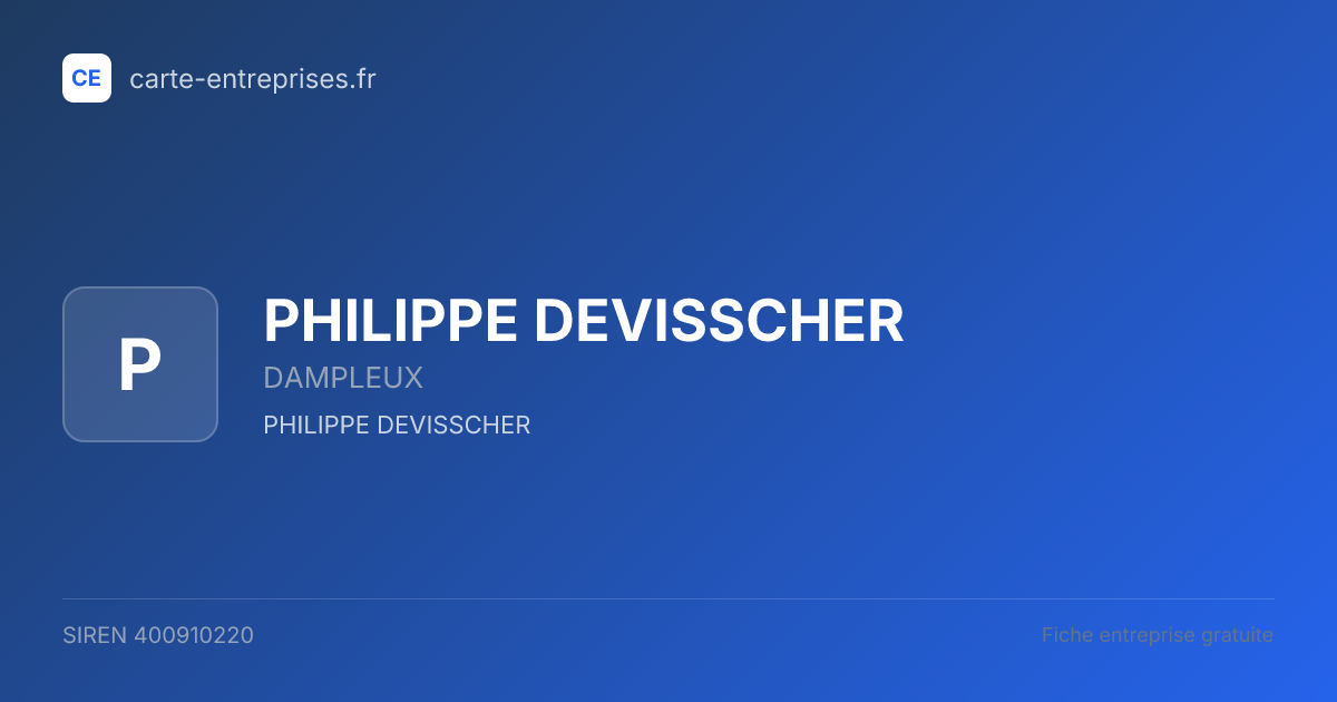 PHILIPPE DEVISSCHER — 400910220 — fiche entreprise