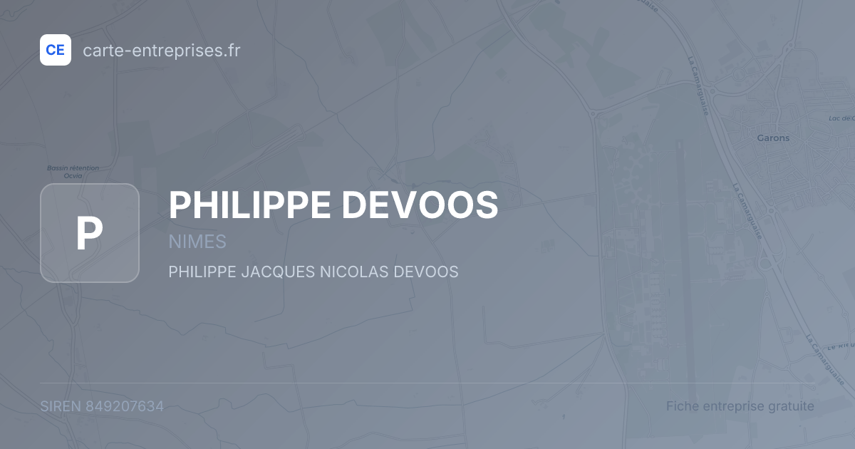 PHILIPPE DEVOOS — 849207634 — fiche entreprise