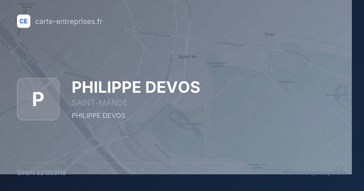 PHILIPPE DEVOS — 321953119 — fiche entreprise