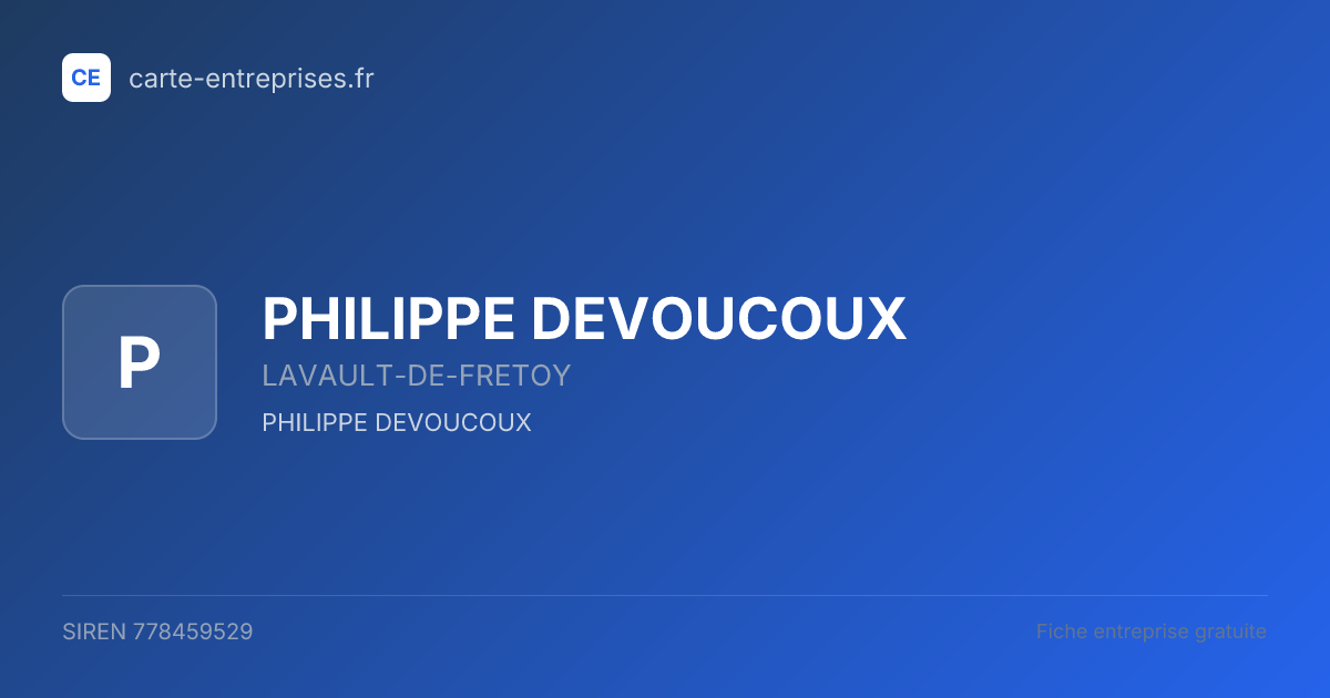 PHILIPPE DEVOUCOUX — 778459529 — fiche entreprise