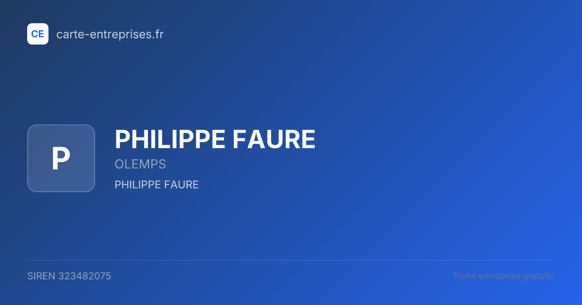 PHILIPPE FAURE — 323482075 — fiche entreprise