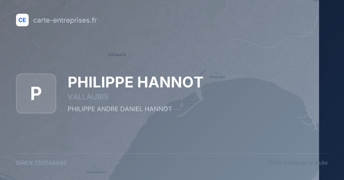 PHILIPPE HANNOT — 750044448 — fiche entreprise