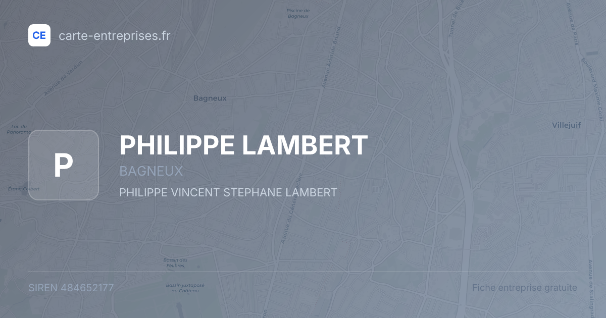 PHILIPPE LAMBERT — 484652177 — fiche entreprise