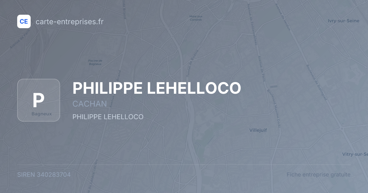 PHILIPPE LEHELLOCO — 340283704 — fiche entreprise