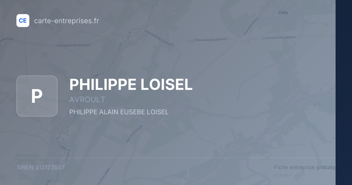 PHILIPPE LOISEL — 313123507 — fiche entreprise