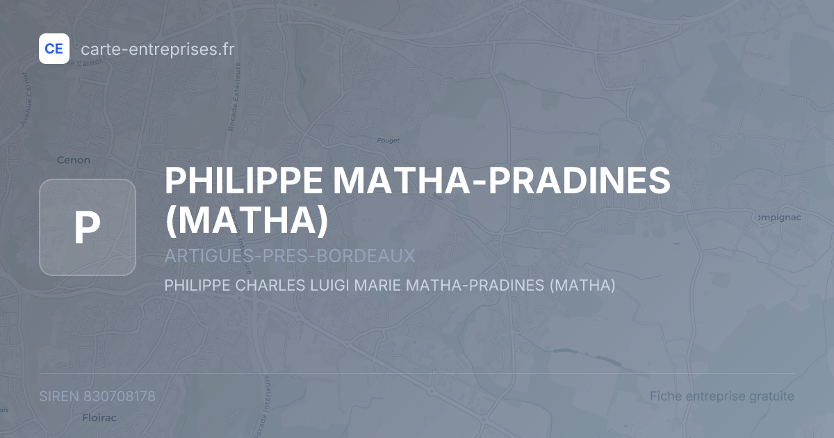 PHILIPPE MATHA-PRADINES (MATHA) — 830708178 — fiche entreprise