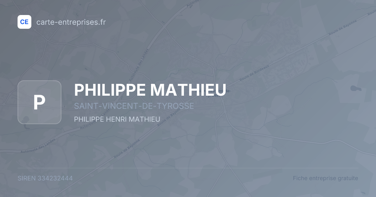 PHILIPPE MATHIEU — 334232444 — fiche entreprise