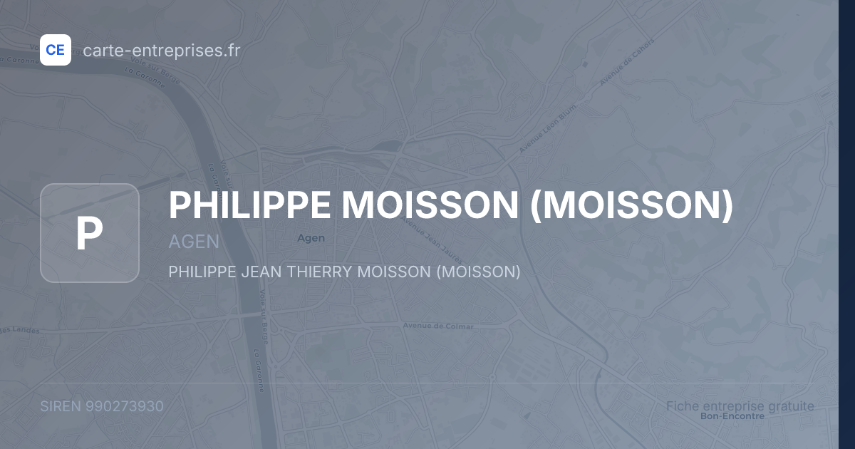 PHILIPPE MOISSON (MOISSON) — 990273930 — fiche entreprise
