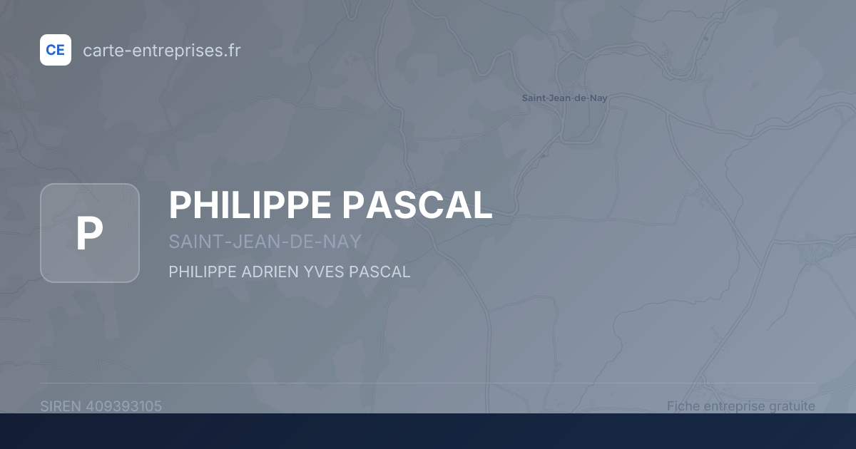 PHILIPPE PASCAL — 409393105 — fiche entreprise