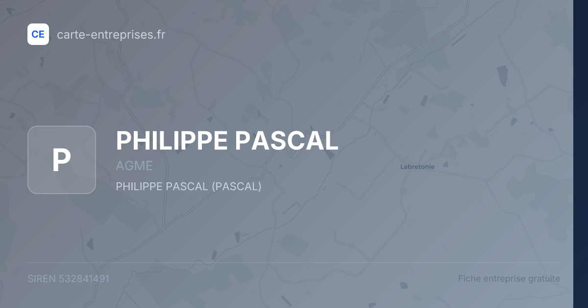 PHILIPPE PASCAL — 532841491 — fiche entreprise