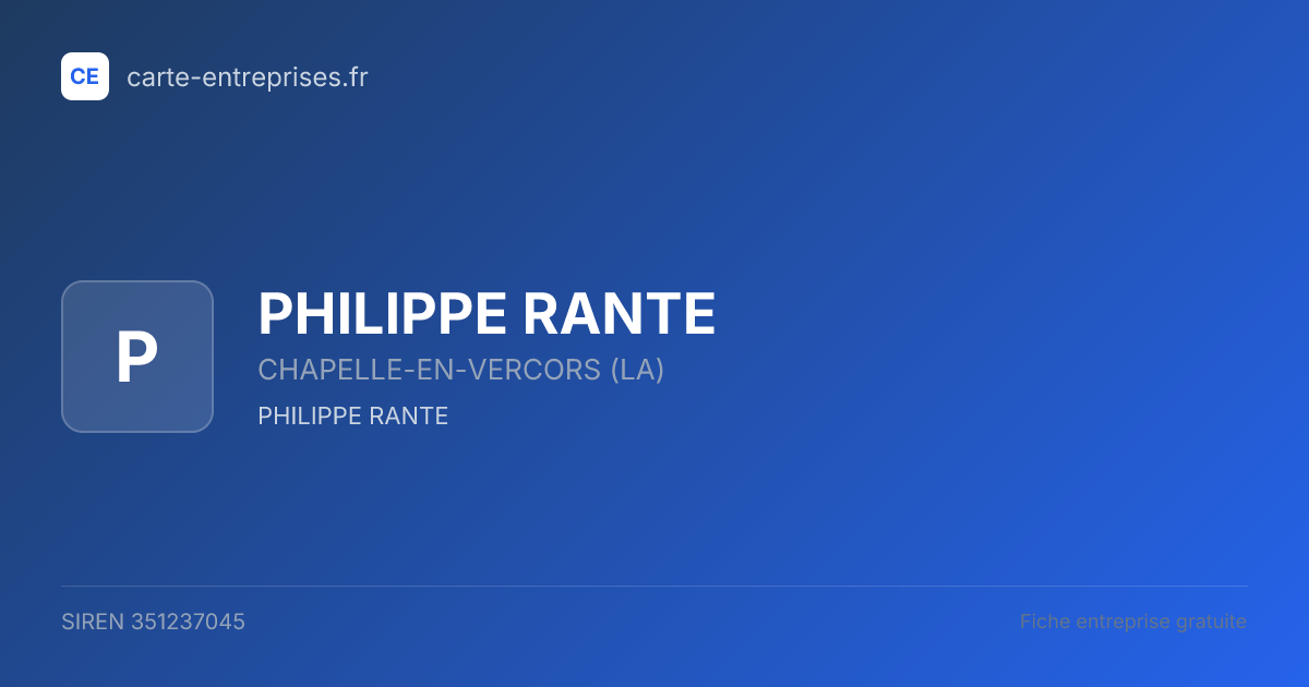 PHILIPPE RANTE — 351237045 — fiche entreprise