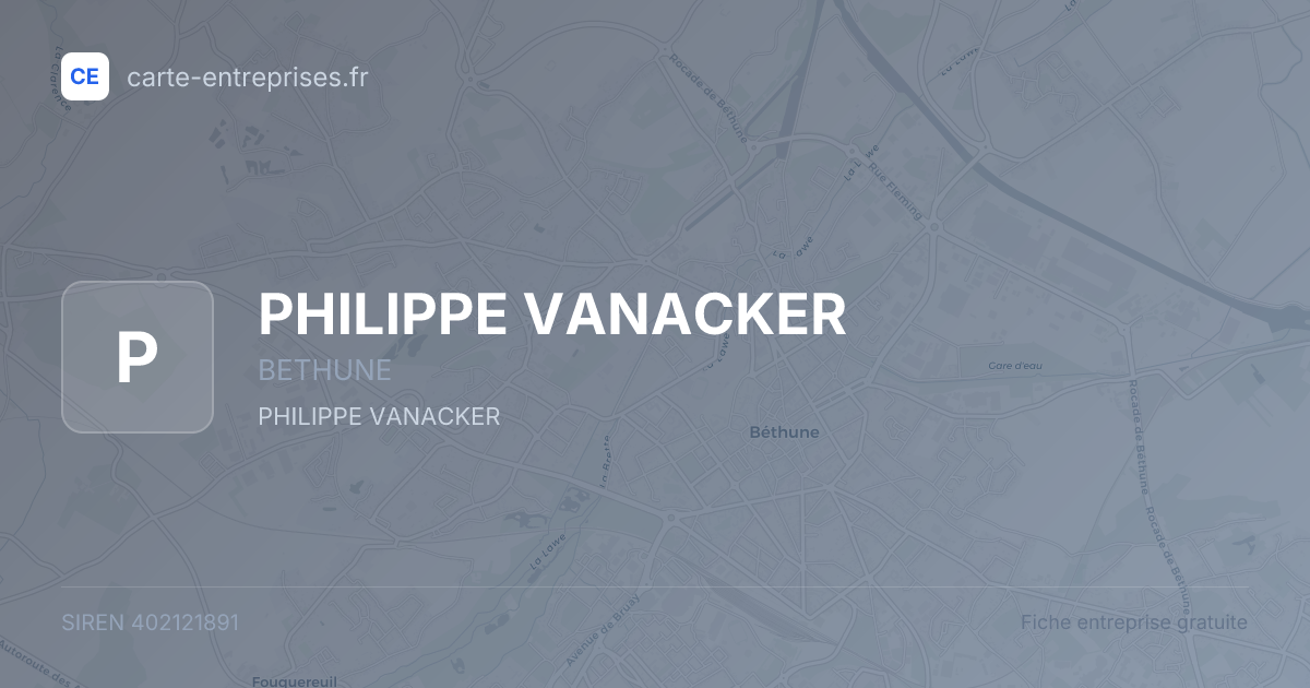 PHILIPPE VANACKER — 402121891 — fiche entreprise