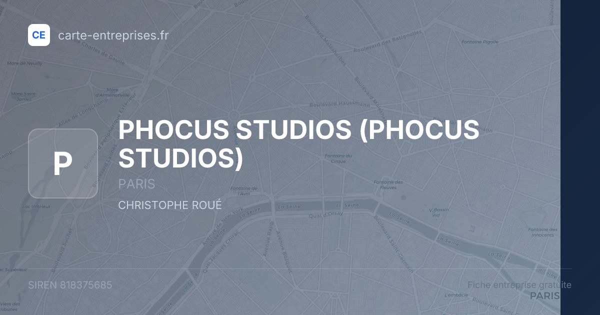 PHOCUS STUDIOS — 818375685 — fiche entreprise