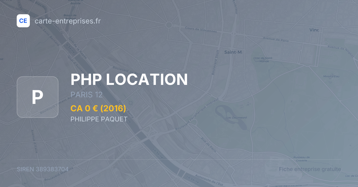 PHP LOCATION — 389383704 — fiche entreprise