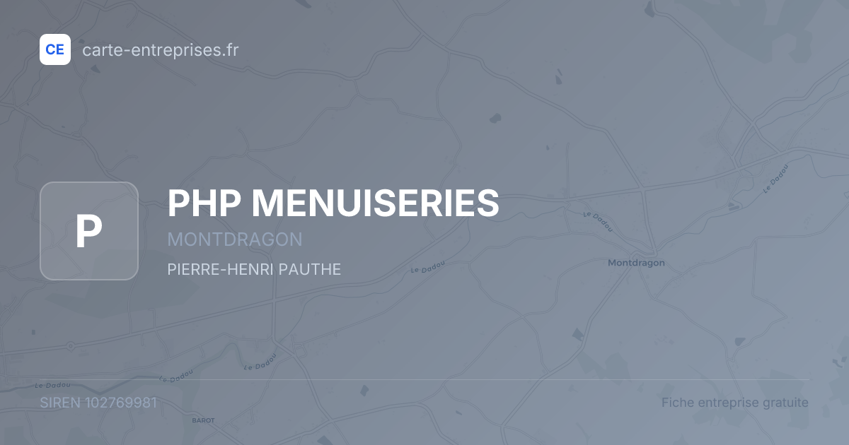 PHP MENUISERIES — 102769981 — fiche entreprise