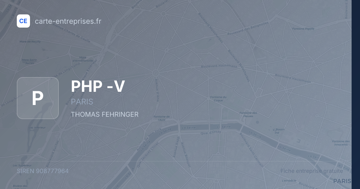 PHP -V — 908777964 — fiche entreprise