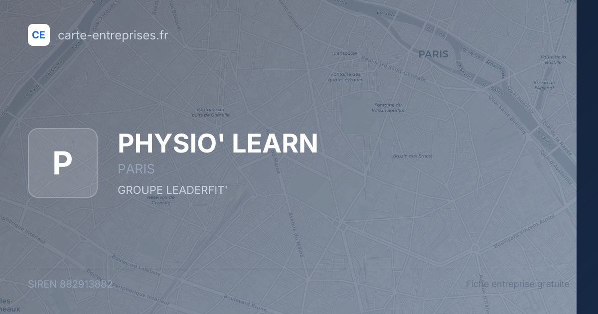 PHYSIO' LEARN — 882913882 — fiche entreprise