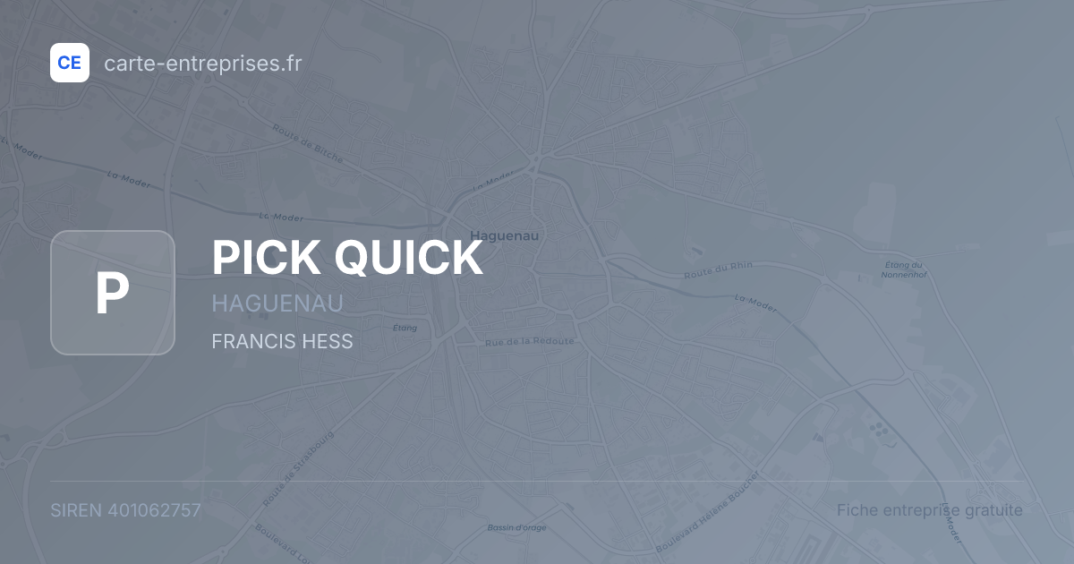PICK QUICK — 401062757 — fiche entreprise