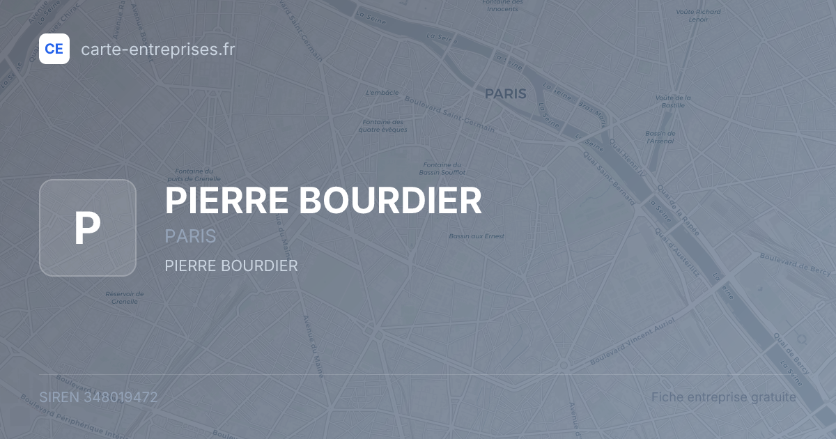 PIERRE BOURDIER — 348019472 — fiche entreprise
