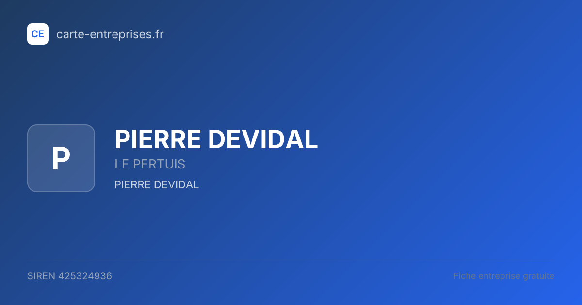 PIERRE DEVIDAL — 425324936 — fiche entreprise