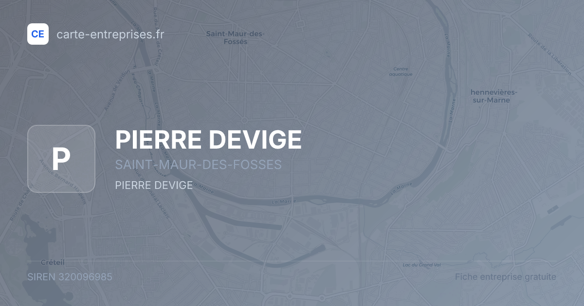 PIERRE DEVIGE — 320096985 — fiche entreprise
