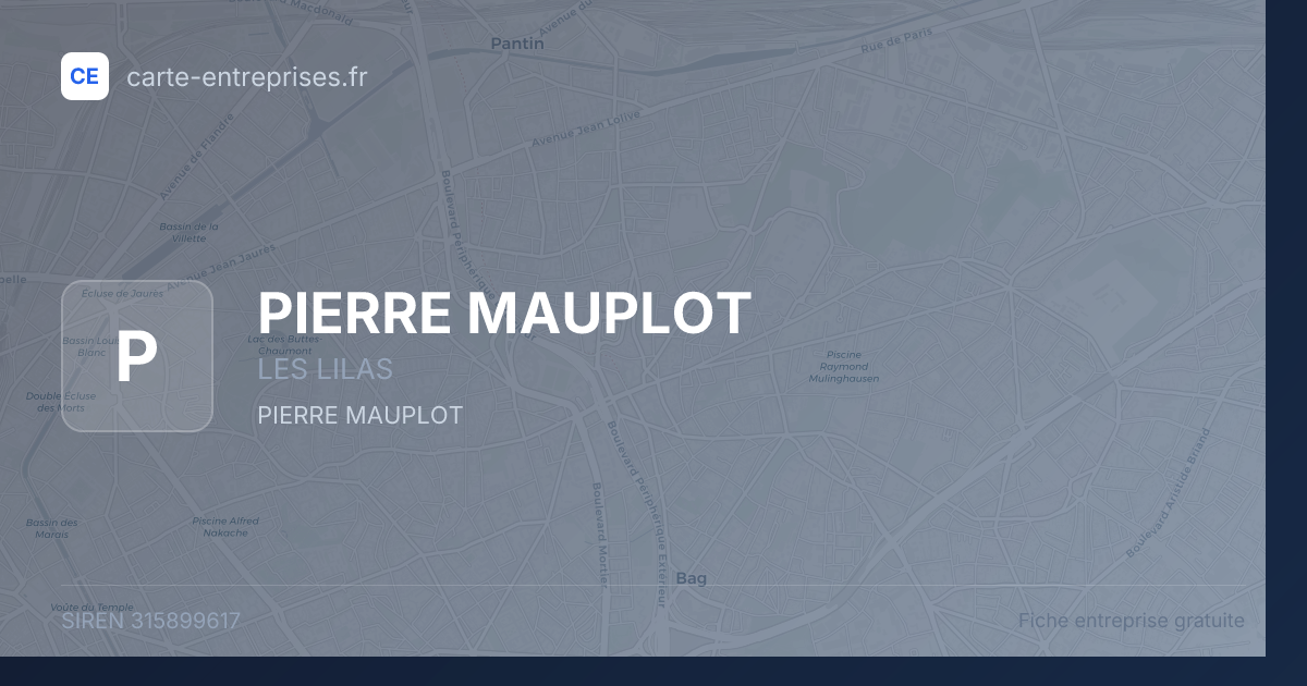 PIERRE MAUPLOT — 315899617 — fiche entreprise