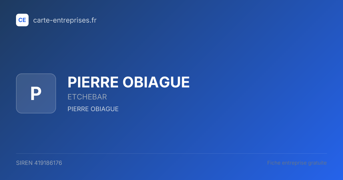 PIERRE OBIAGUE — 419186176 — fiche entreprise