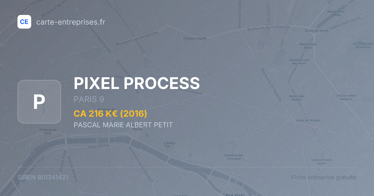 PIXEL PROCESS — 801341421 — fiche entreprise