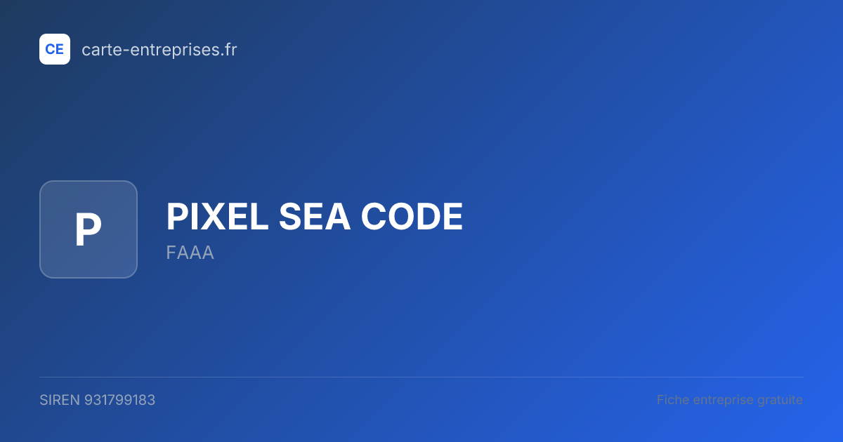 PIXEL SEA CODE — 931799183 — fiche entreprise