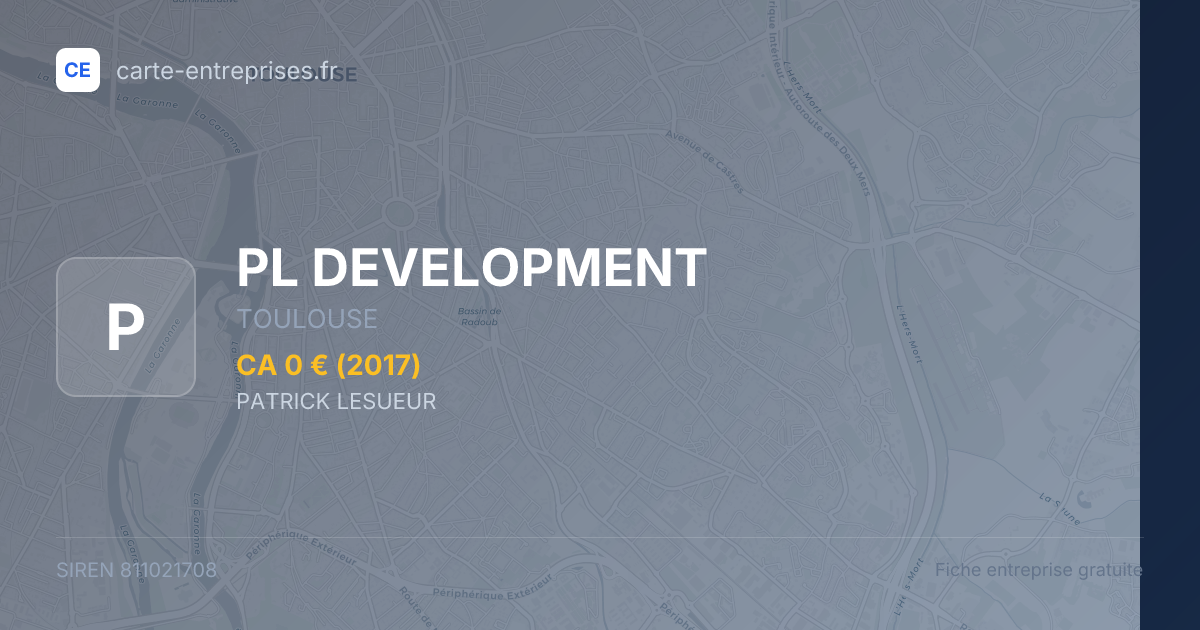 PL DEVELOPMENT — 811021708 — fiche entreprise