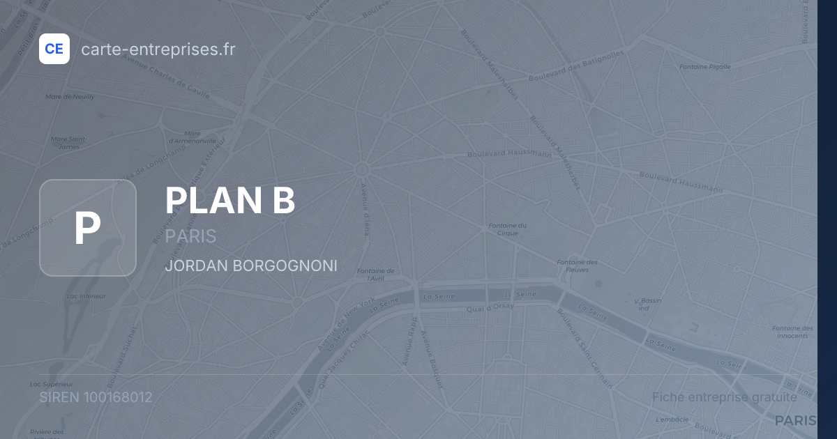 PLAN B — 100168012 — fiche entreprise