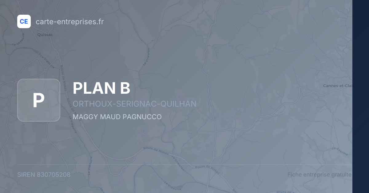 PLAN B — 830705208 — fiche entreprise