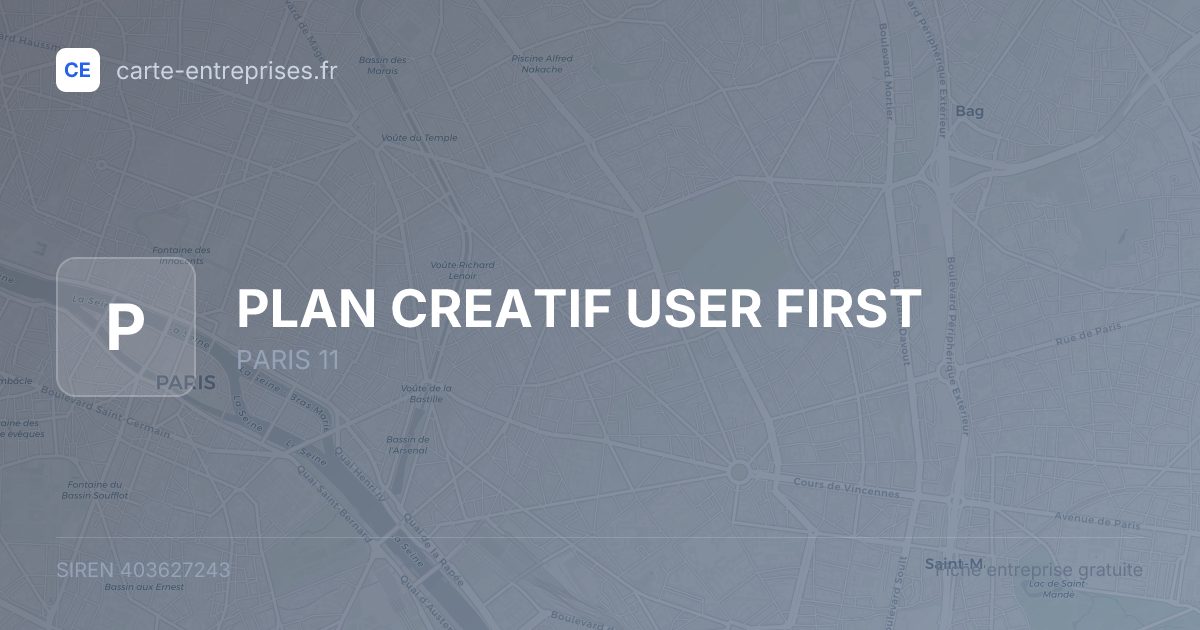 PLAN CREATIF USER FIRST — 403627243 — fiche entreprise