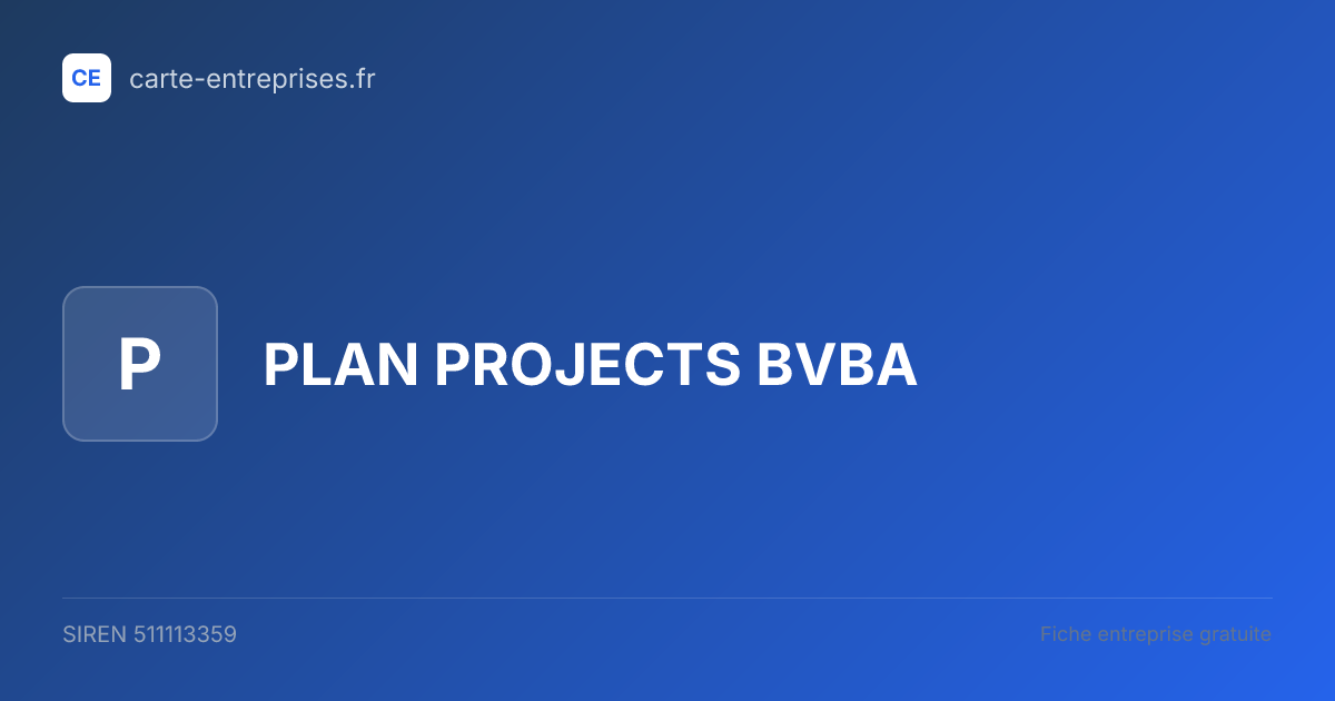 PLAN PROJECTS BVBA — 511113359 — fiche entreprise