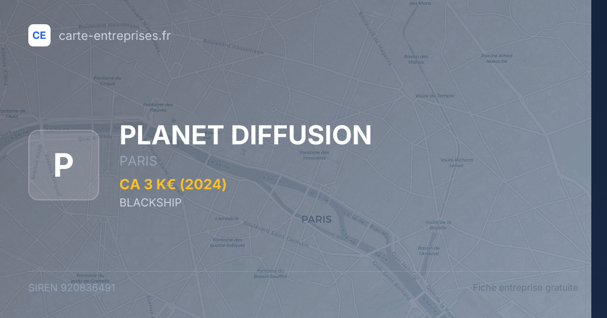 PLANET DIFFUSION — 920836491 — fiche entreprise