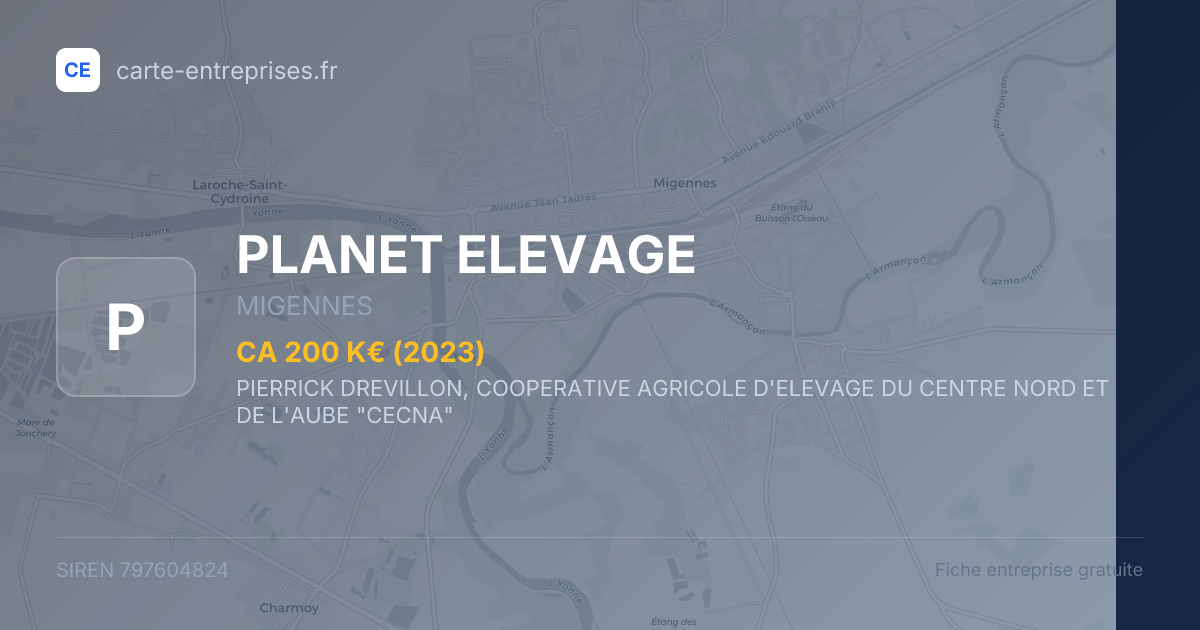 PLANET ELEVAGE — 797604824 — fiche entreprise