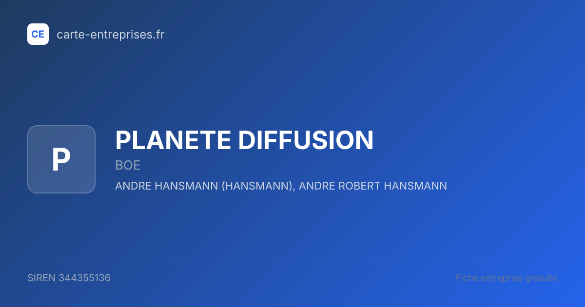 PLANETE DIFFUSION — 344355136 — fiche entreprise