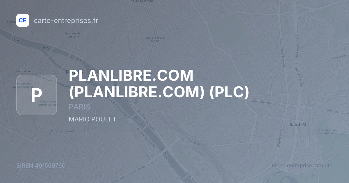 PLANLIBRE.COM (PLANLIBRE.COM) (PLC) — 491569760 — fiche entreprise