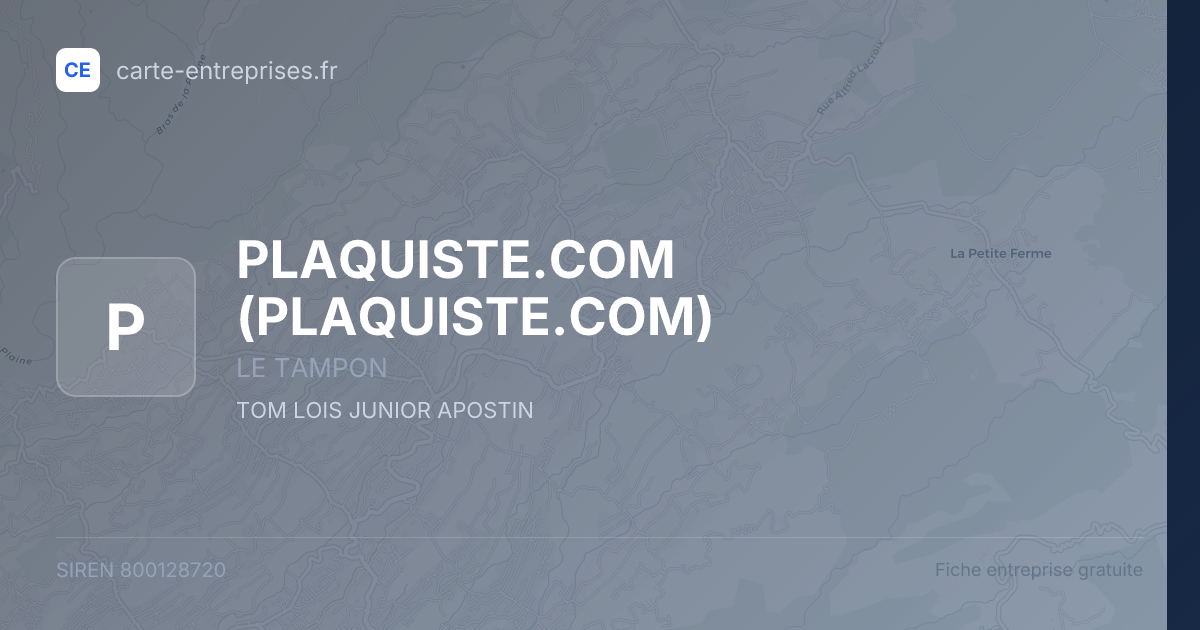 PLAQUISTE.COM — 800128720 — fiche entreprise