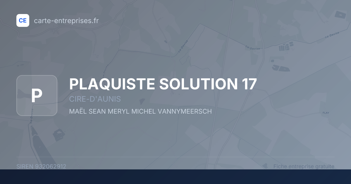 PLAQUISTE SOLUTION 17 — 932062912 — fiche entreprise