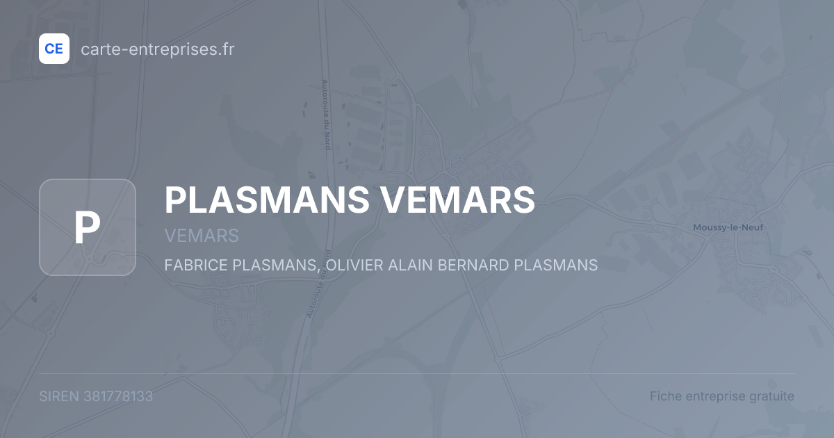 PLASMANS VEMARS — 381778133 — fiche entreprise