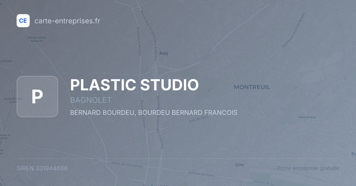 PLASTIC STUDIO — 331944686 — fiche entreprise