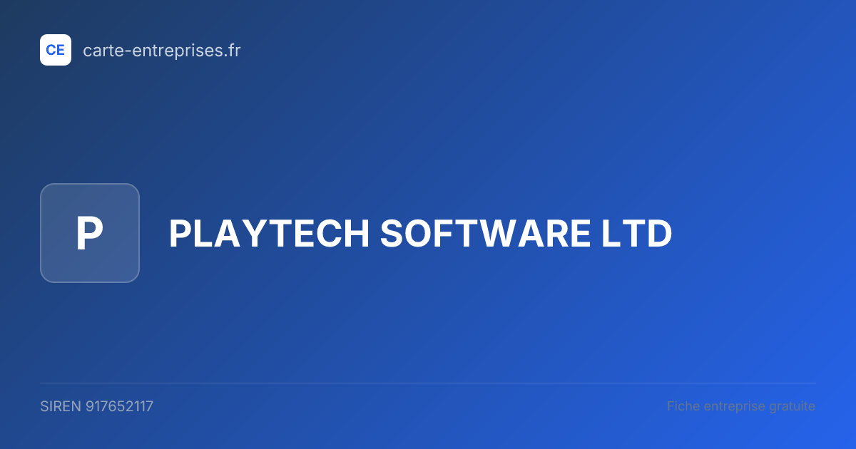 PLAYTECH SOFTWARE LTD — 917652117 — fiche entreprise