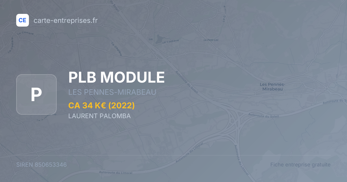 PLB MODULE — 850653346 — fiche entreprise