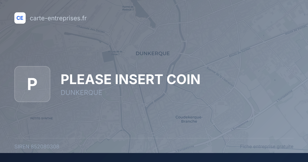 PLEASE INSERT COIN — 852080308 — fiche entreprise